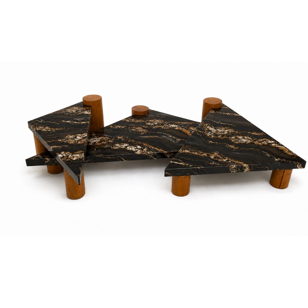 ORIGAMI TRAY / BLACK TAURUS MARBLE TOP / ITAUBA WOOD BASE