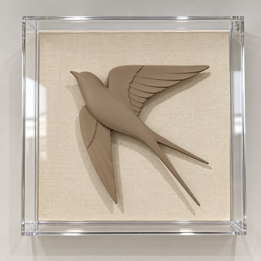 SWALLOW IN THE ACRYLIC 461E / SAND / CRU / ACRYLIC BOX
