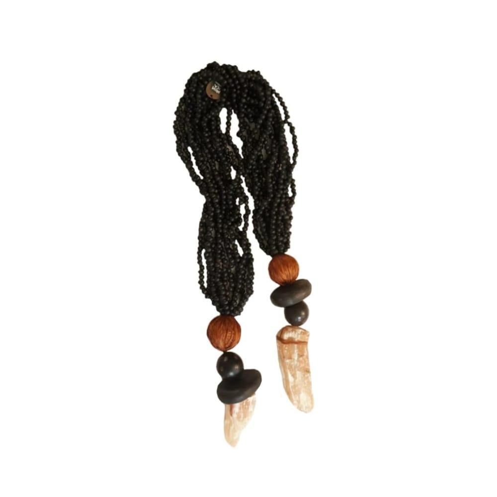 BLACK NECKLACE ORANGE SELENITE