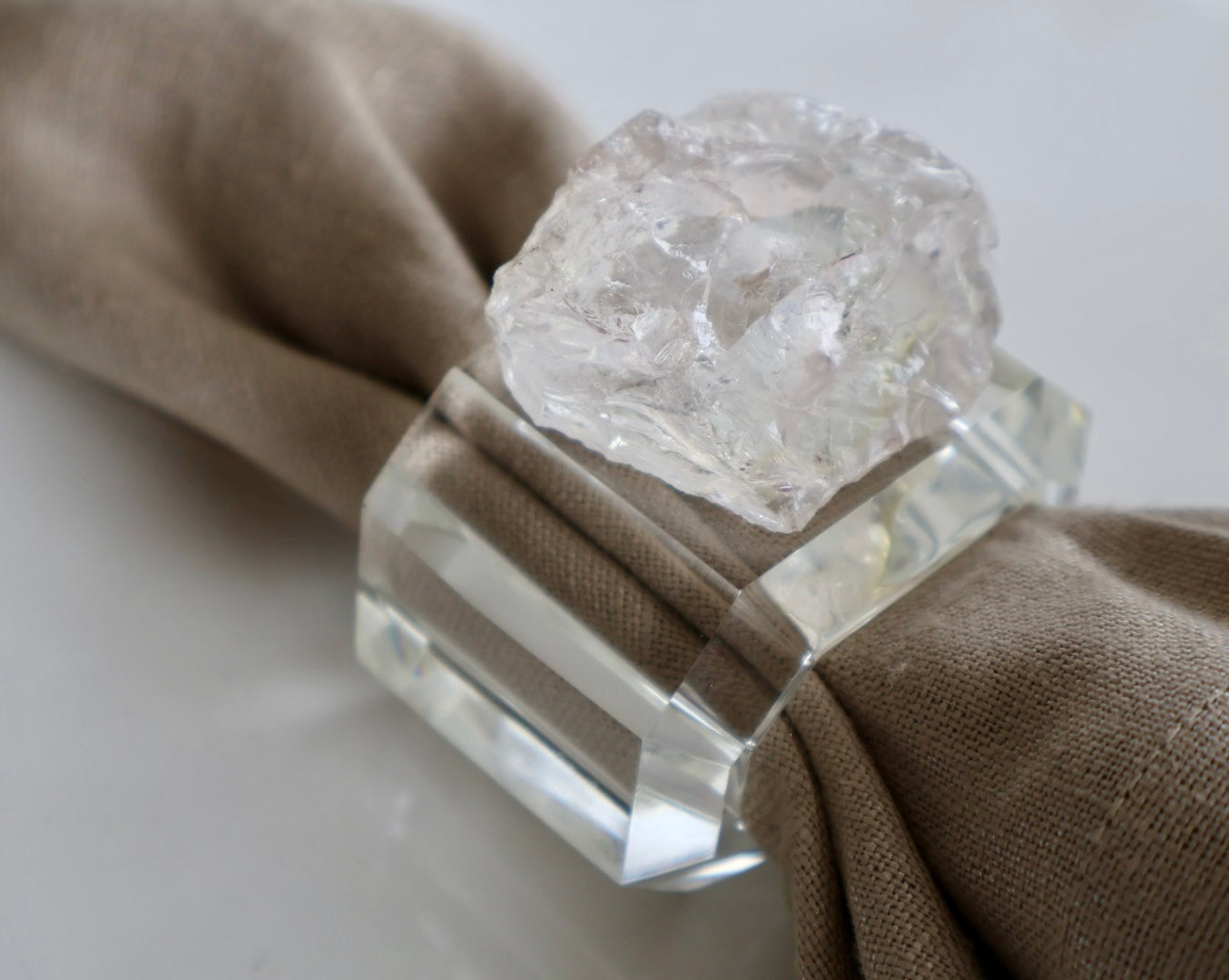 Clear Quartz Crystal Napkin Ring / Set of 4