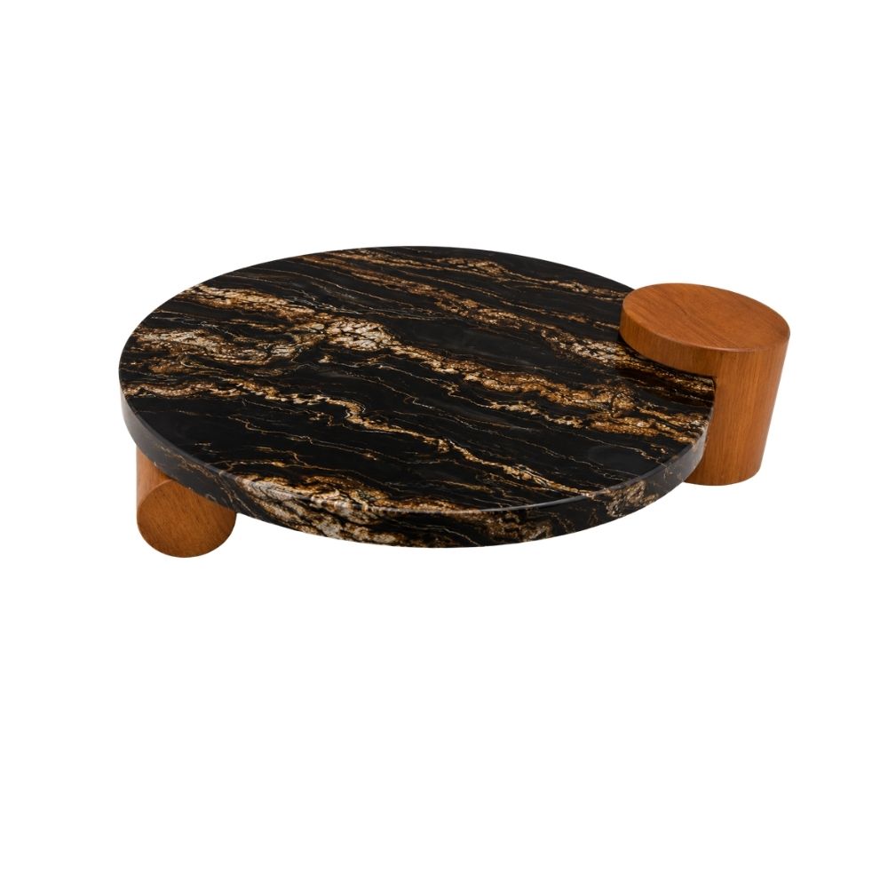 LEVI TRAY / BLACK TAURUS MARBLE TOP / ITAUBA WOOD BASE