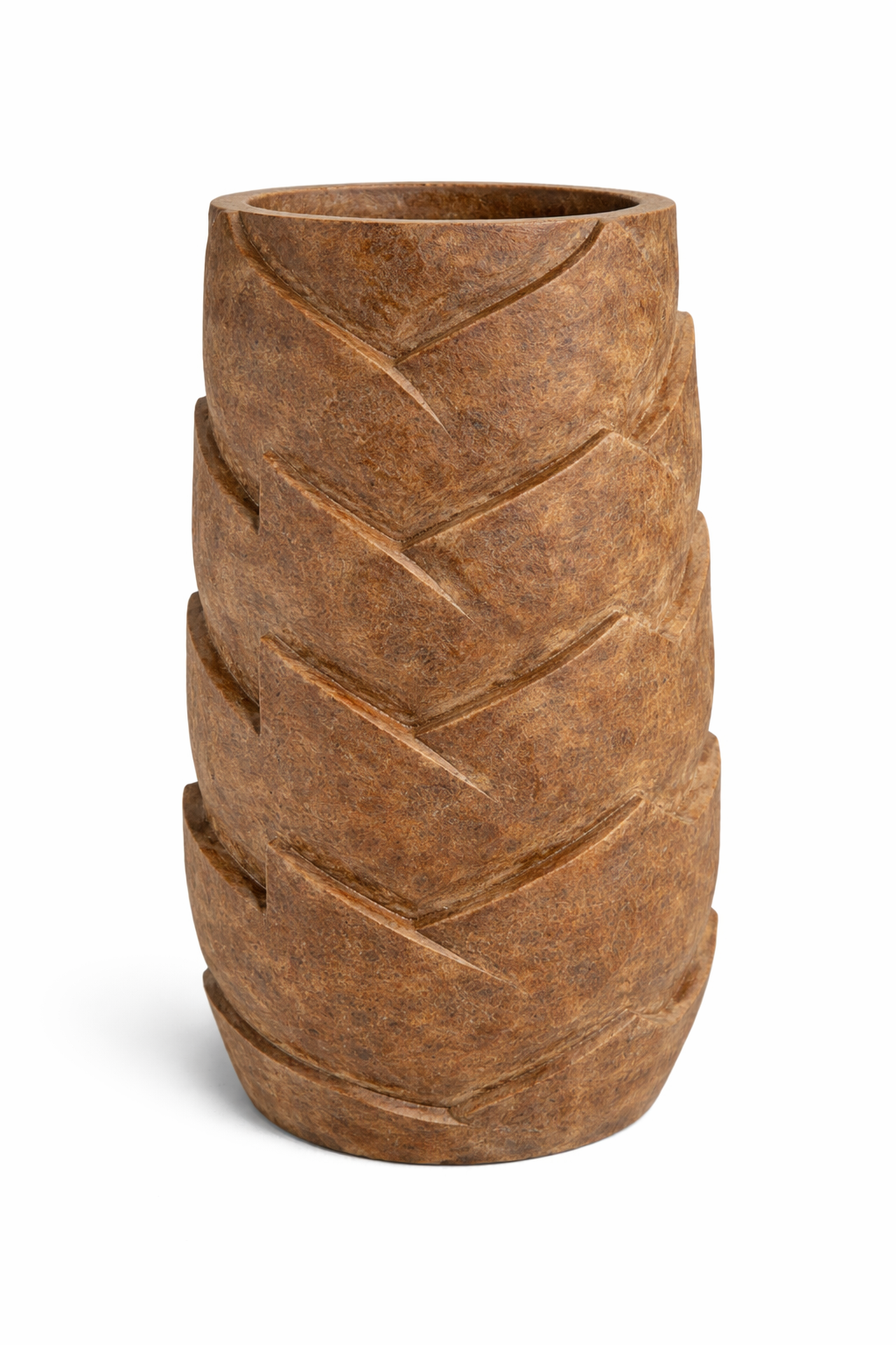 INDO CARVED PALM VASE / LARGE / BROWN