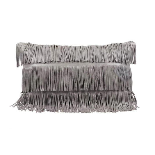 BAG FRINGE LEATHER PILLOW / 1422 / NUDE