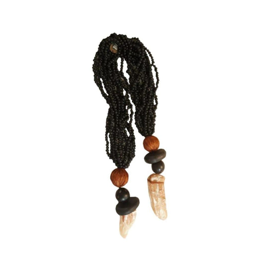 BLACK NECKLACE ORANGE SELENITE