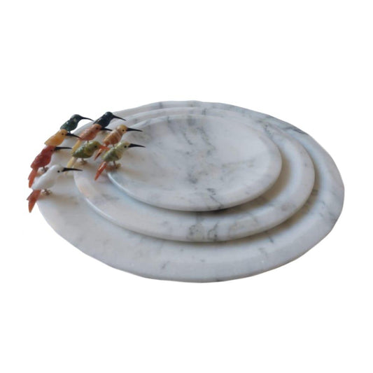 MARBLE CHARGER SEMI PRECIOUS STONE BIRDS