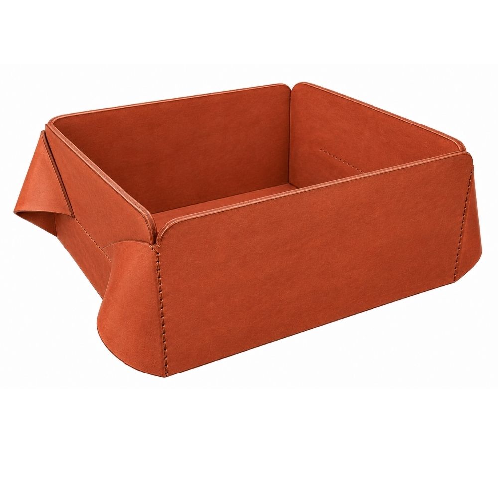 WT - SQUARE LEATHER BASKET