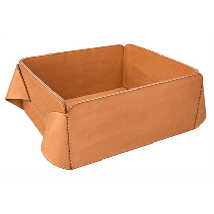 WT - SQUARE LEATHER BASKET