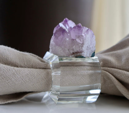 Brazilian Amethyst Cluster Crystal Napkin Ring / Set of 4