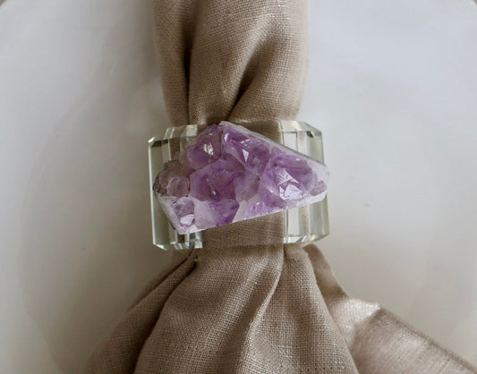 Brazilian Amethyst Cluster Crystal Napkin Ring / Set of 4