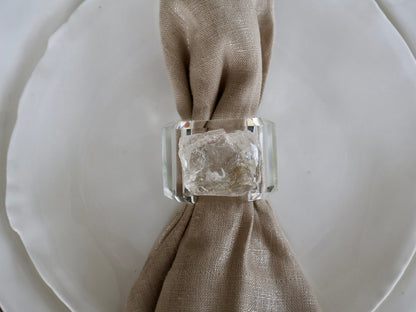 Clear Quartz Crystal Napkin Ring / Set of 4