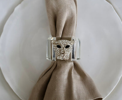 Rhinestone Jaguar Crystal Napkin Ring / Set of 4