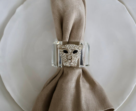 Rhinestone Jaguar Crystal Napkin Ring / Set of 4