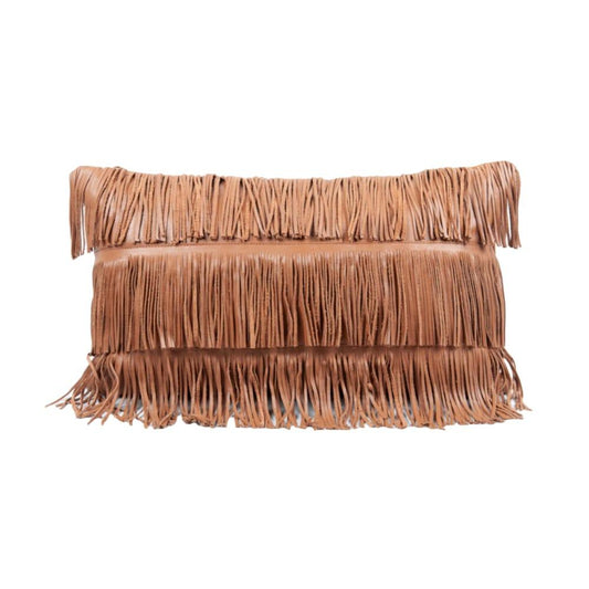 BAG FRINGE LEATHER PILLOW