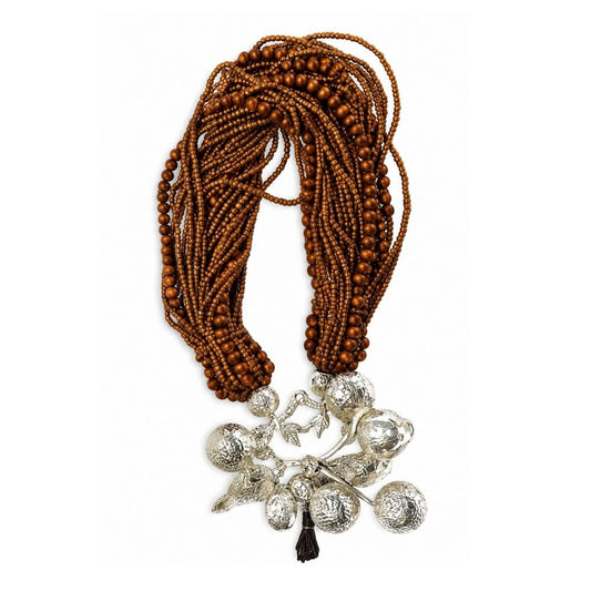 M5 - ADORNO PENCA N5 - NECKLACE CONTAS CASTANHO CLARO - 24IN