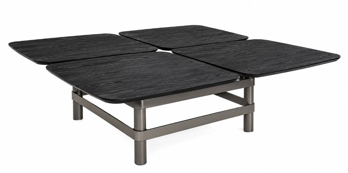 GRID COCKTAIL TABLE / OAK BLACK TOP / CARBON GREY METAL BASE