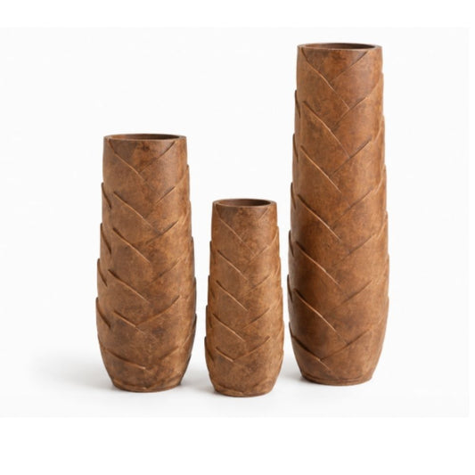 INDO - CARVED PALM VASE